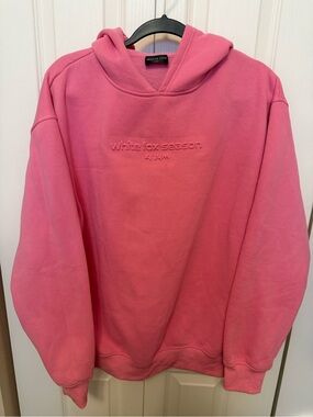White Fox Boutique Pink Embossed Logo Hoodie